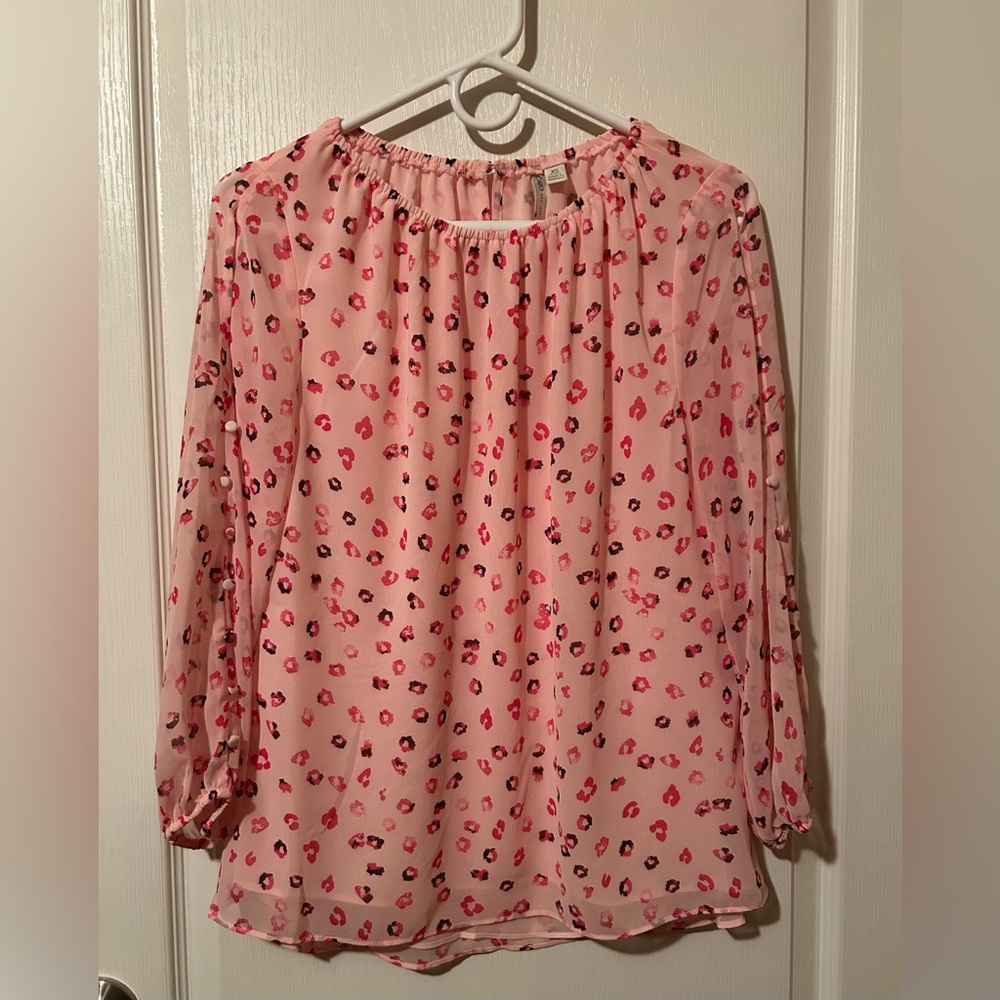 Cato Pink Leopard Print Women's Top